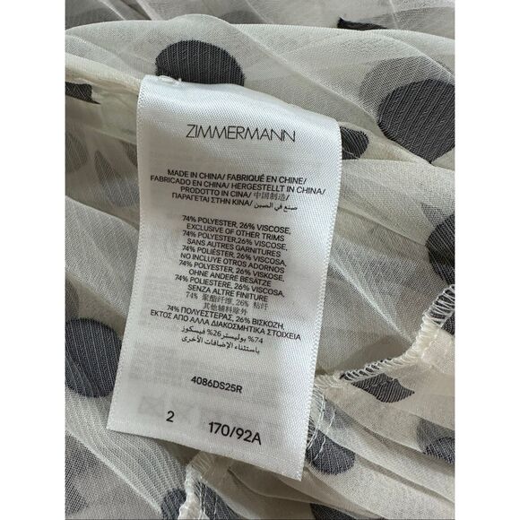 Zimmermann Polka Dot Pussybow Minidress in Cream Black Dot US 6 $895 - Picture 12 of 12
